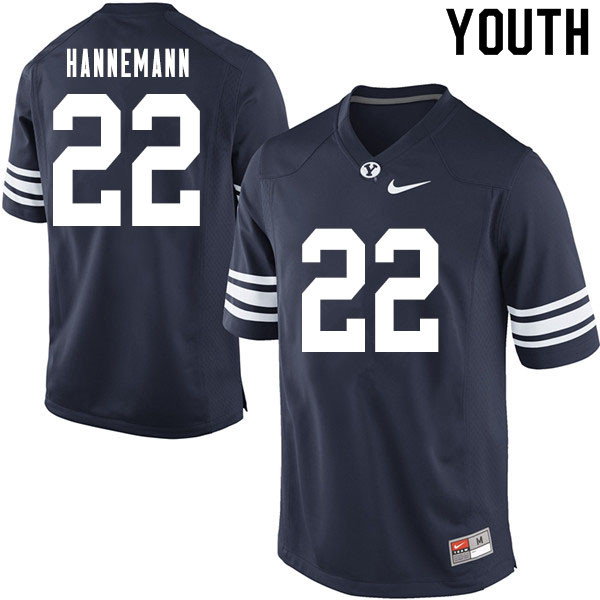 Youth #22 Ammon Hannemann BYU Cougars College Football Jerseys Sale-Navy